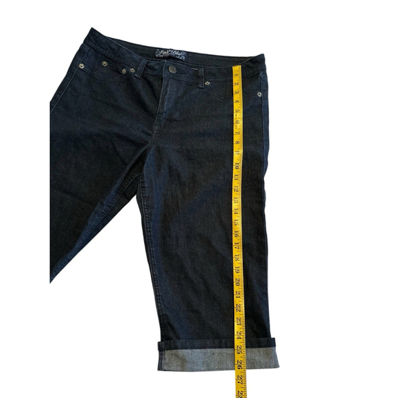 Fade to Blue Premium Cuffed Capri Denim Jeans Womens 14 Blue Zip Pockets - Picture 12 of 15